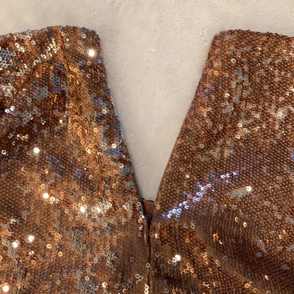 Bronzed Gold Sequin Fully Lined Holiday Cocktail Mini Skirt - Picture 9 of 11